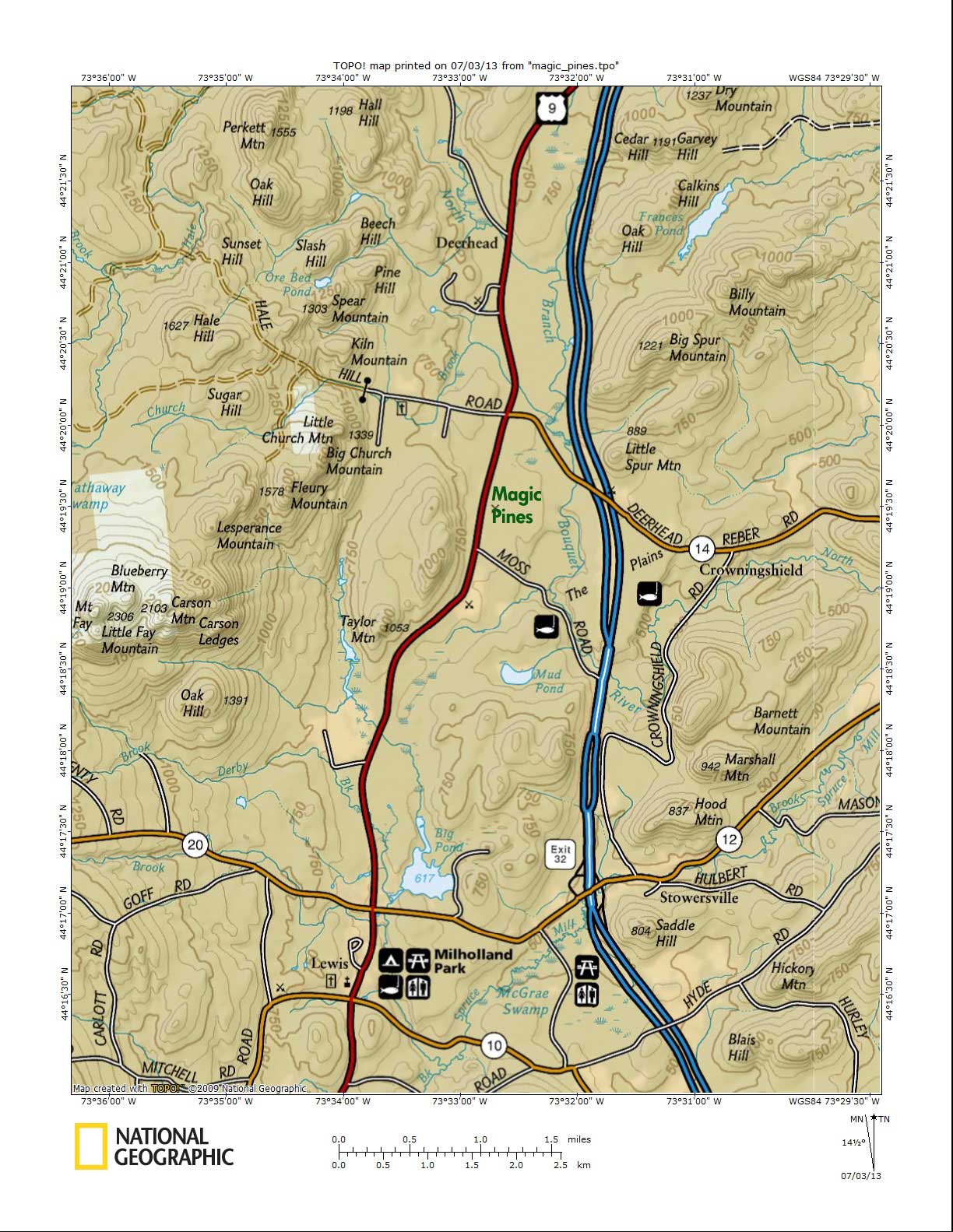 Topographic Map Centered on Campground