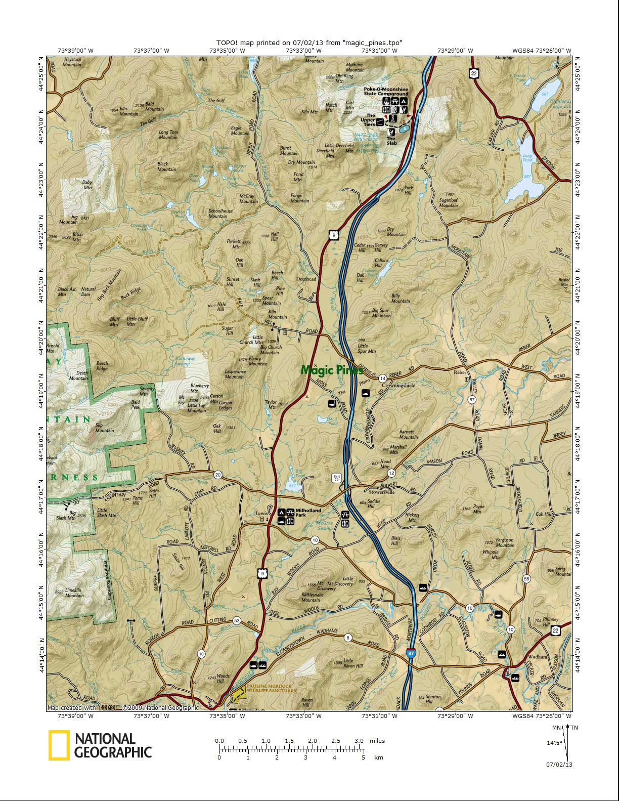 Topographic Map Centered on Campground